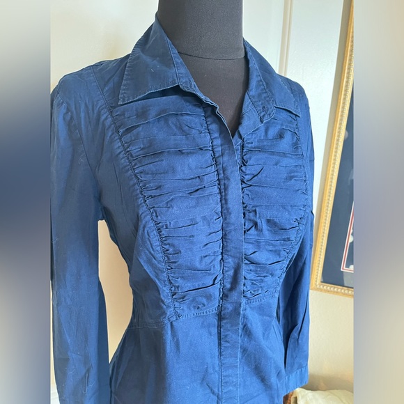 Moda international Victoria’s Secret, indigo blue, tuxedo dress-shirt. Sm - Picture 2 of 3